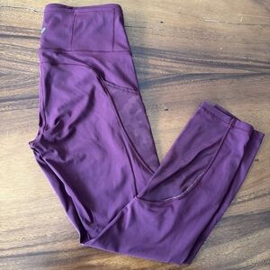 Lululemon Fast and Free 23” Leggings Garnet Plum Camo Mesh Panels Size 6
